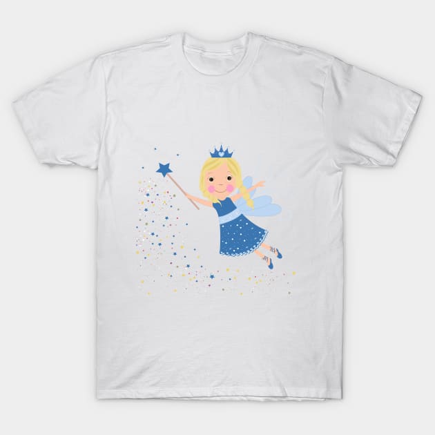 Cute fairytale blue stars shining T-Shirt by GULSENGUNEL